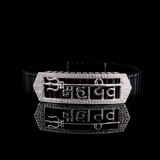 Adiyogi Mahadev 925 Silver Man's Bracelet | 7 Grams With 108 Moissanite Diamonds