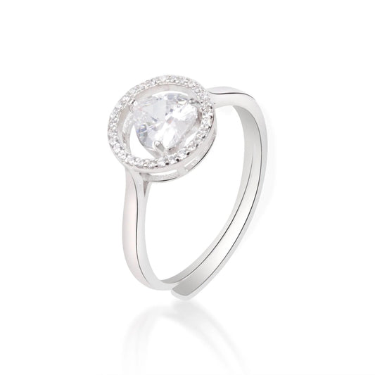 Crystal Heart 925 Silver Ring For Girls