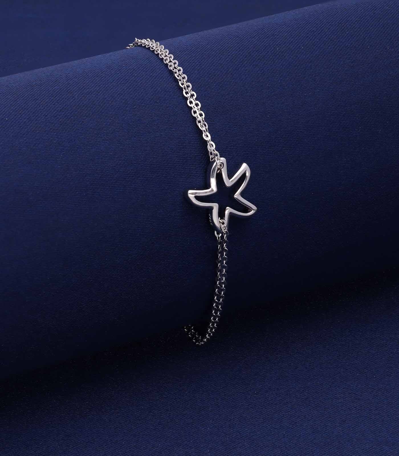 Dainty Starfish Pendant 925 Silver Bracelet