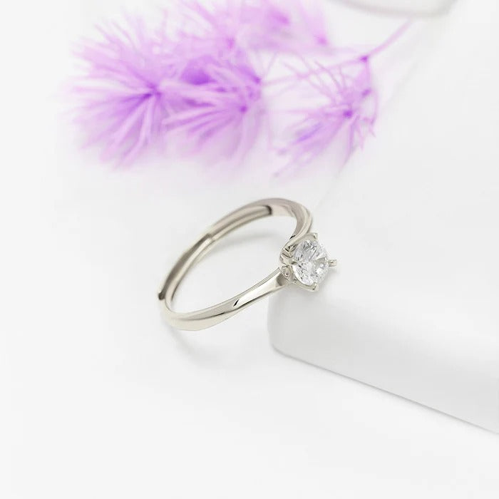Tiny Solitaire 925 Silver Ring for Women
