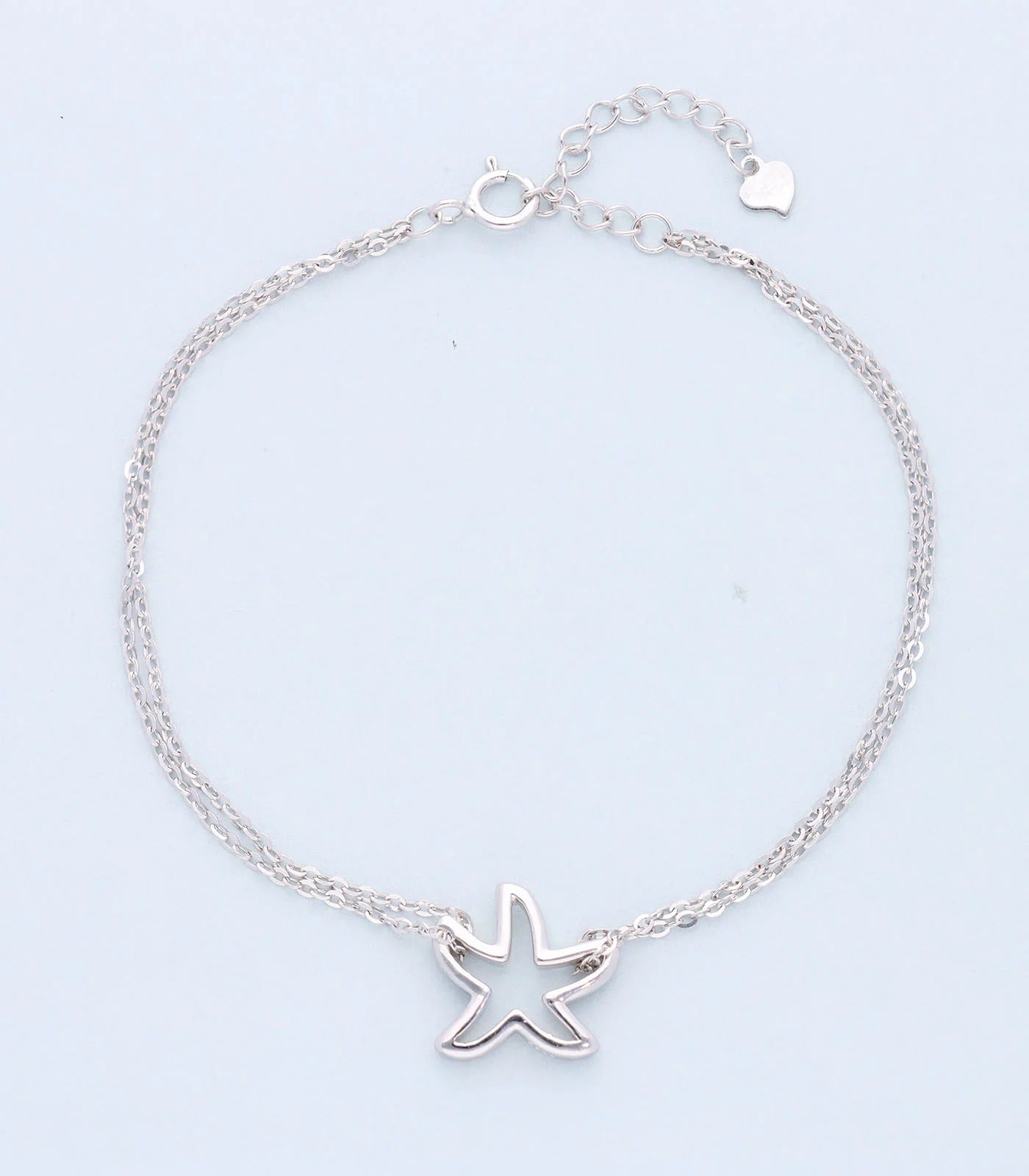 Dainty Starfish Pendant 925 Silver Bracelet