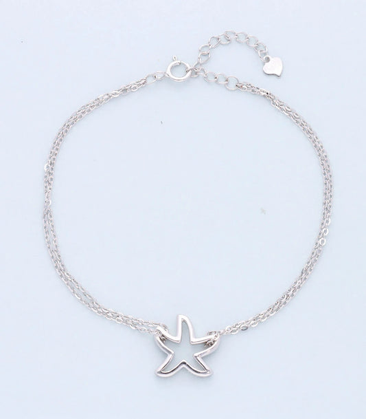 Dainty Starfish Pendant 925 Silver Bracelet