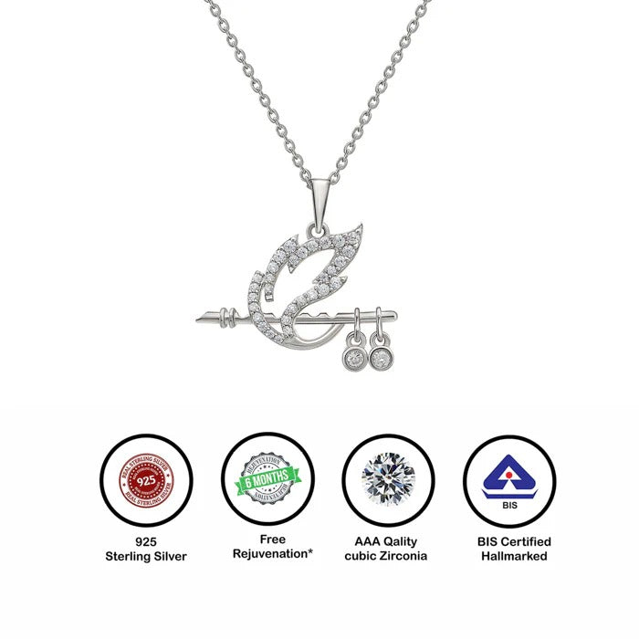 Shree Krishna Bansuri Pendant 925 Silver Necklace