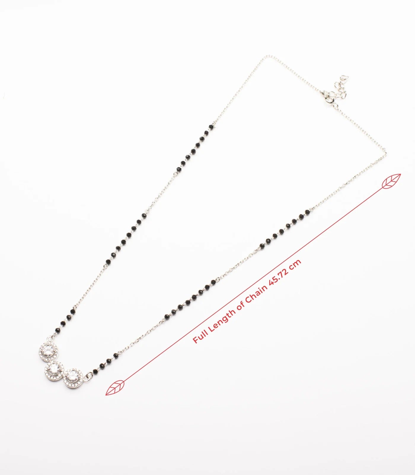 Triple Sparkle Floral Necklace with Black Beads & Crystal Detailing