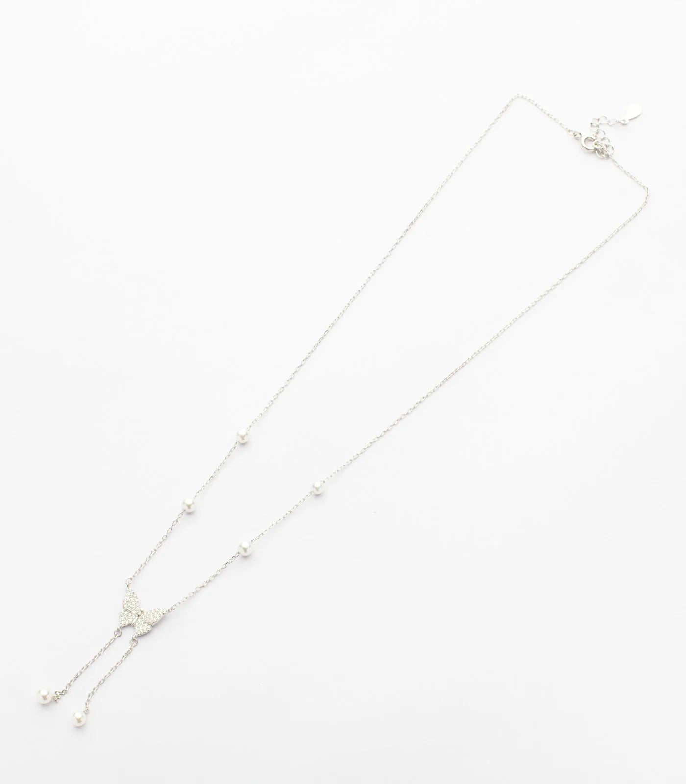 Fluttering Elegance β Pearl Butterfly 925 Silver Necklace
