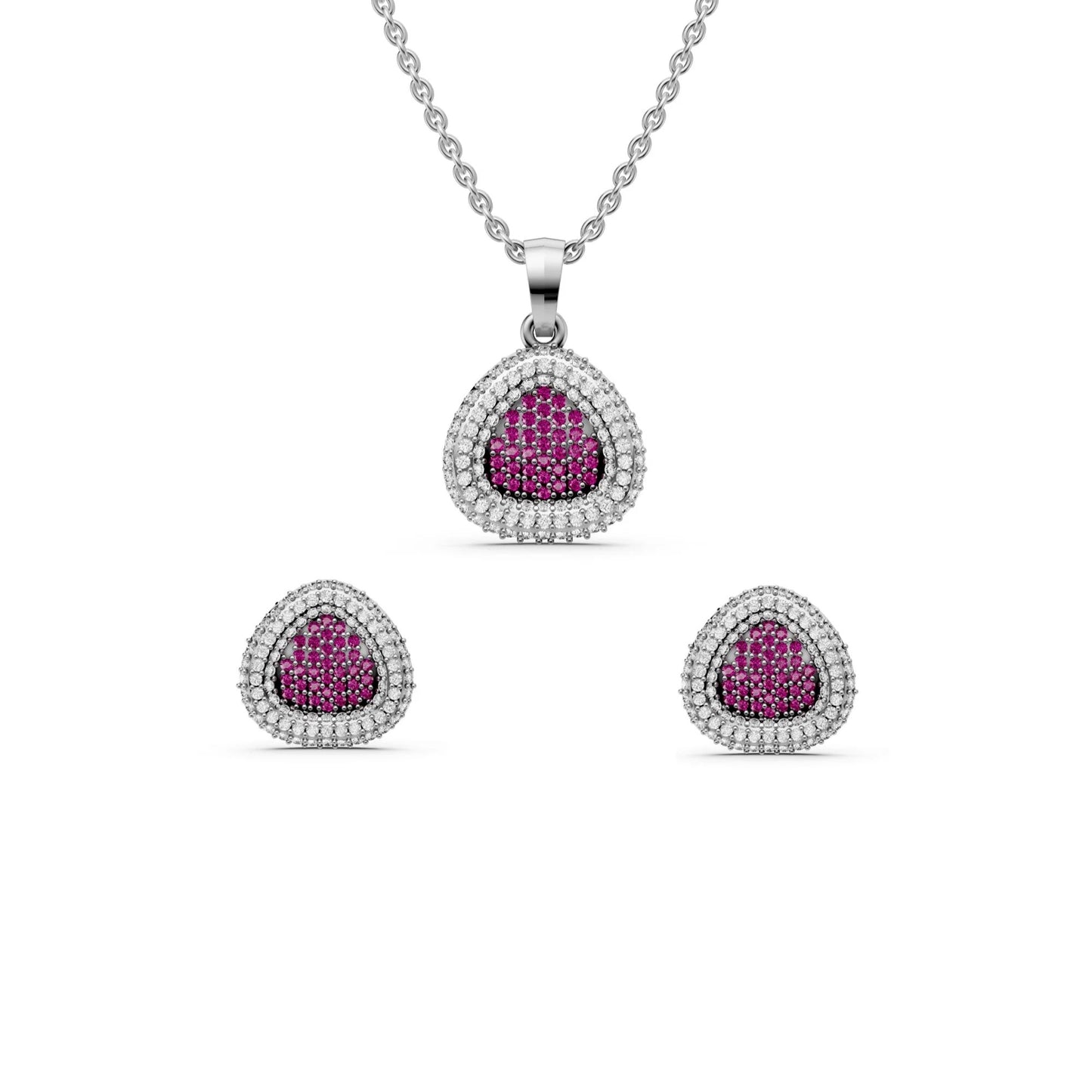 Radiant Ruby & Silver Sparkle Jewelry Set