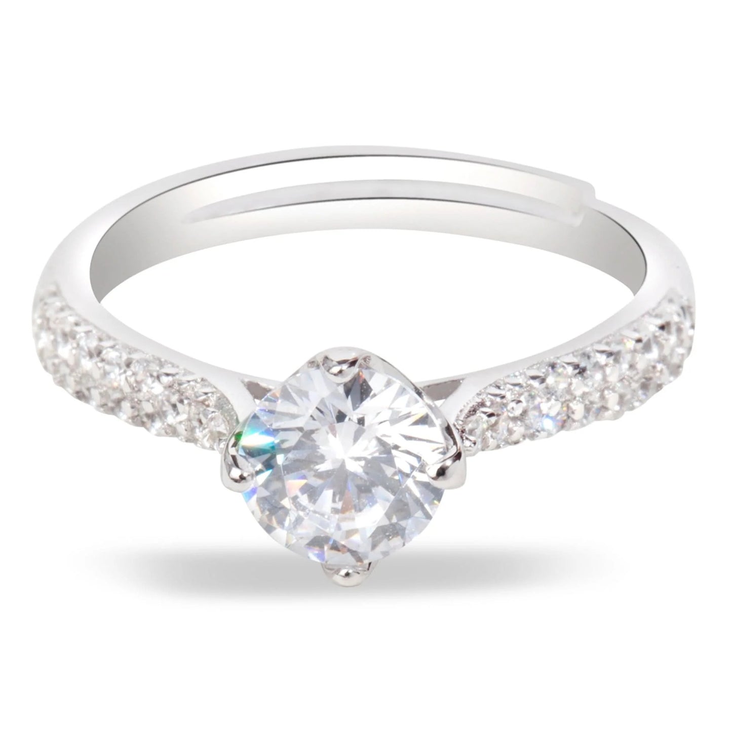 "Brilliance & Fit" Adjustable Silver Engagement/Promise Ring