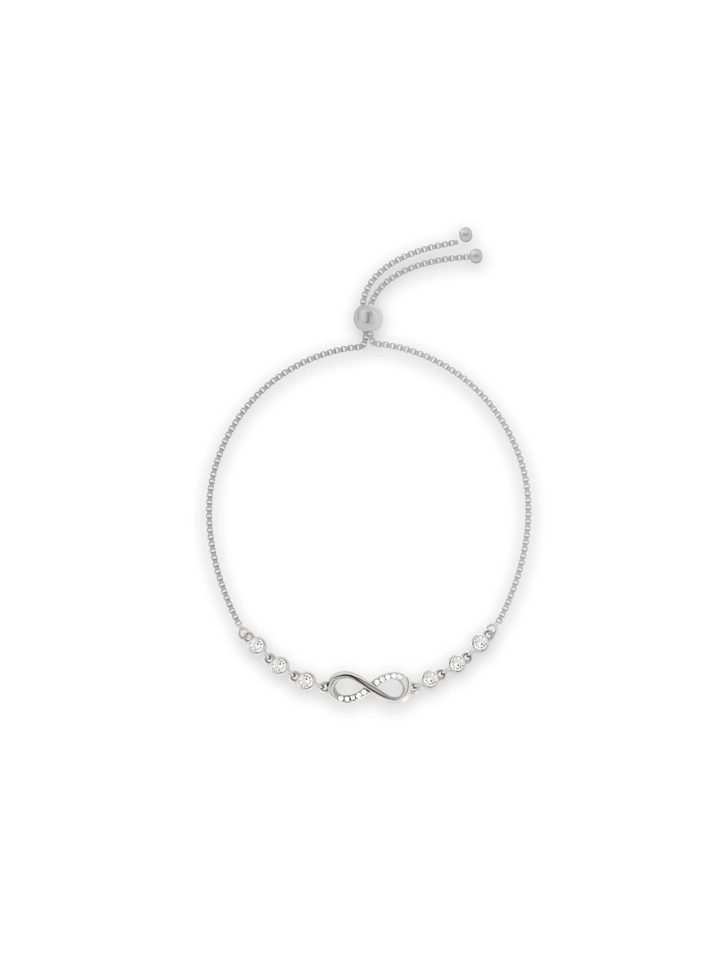 Dainty Crystal Infinity Adjustable 925 Silver Bracelet