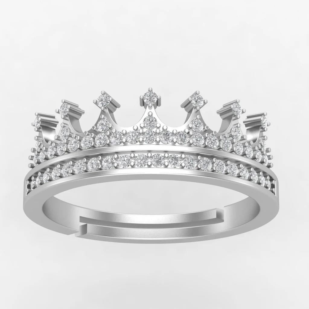 Royal Gleam 925 Silver Crown Ring For Girls and Womens Silver ring