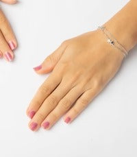 Twinkling Stars Double-Chain 925 Silver Bracelet