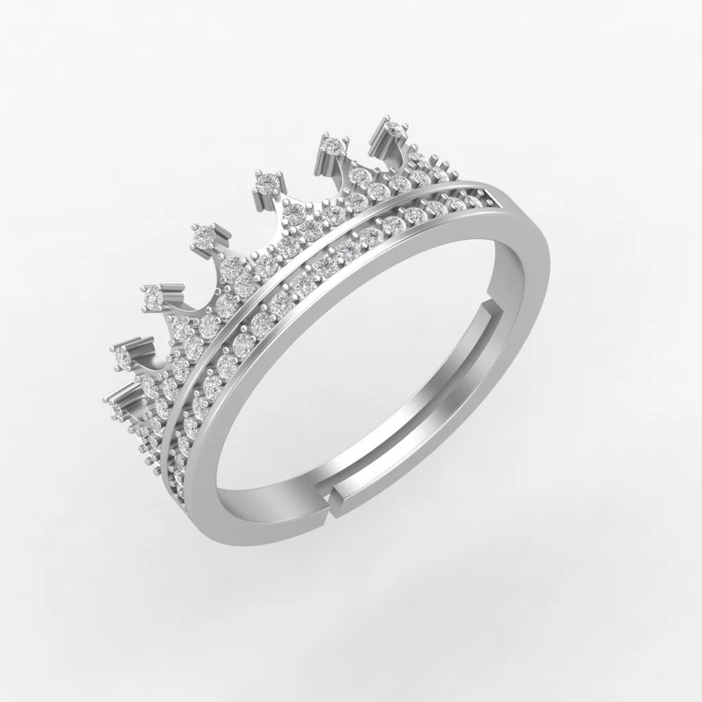 Royal Gleam 925 Silver Crown Ring For Girls and Womens Silver ring