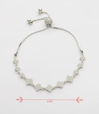 Floral Charm Pave 925 Silver Bracelet