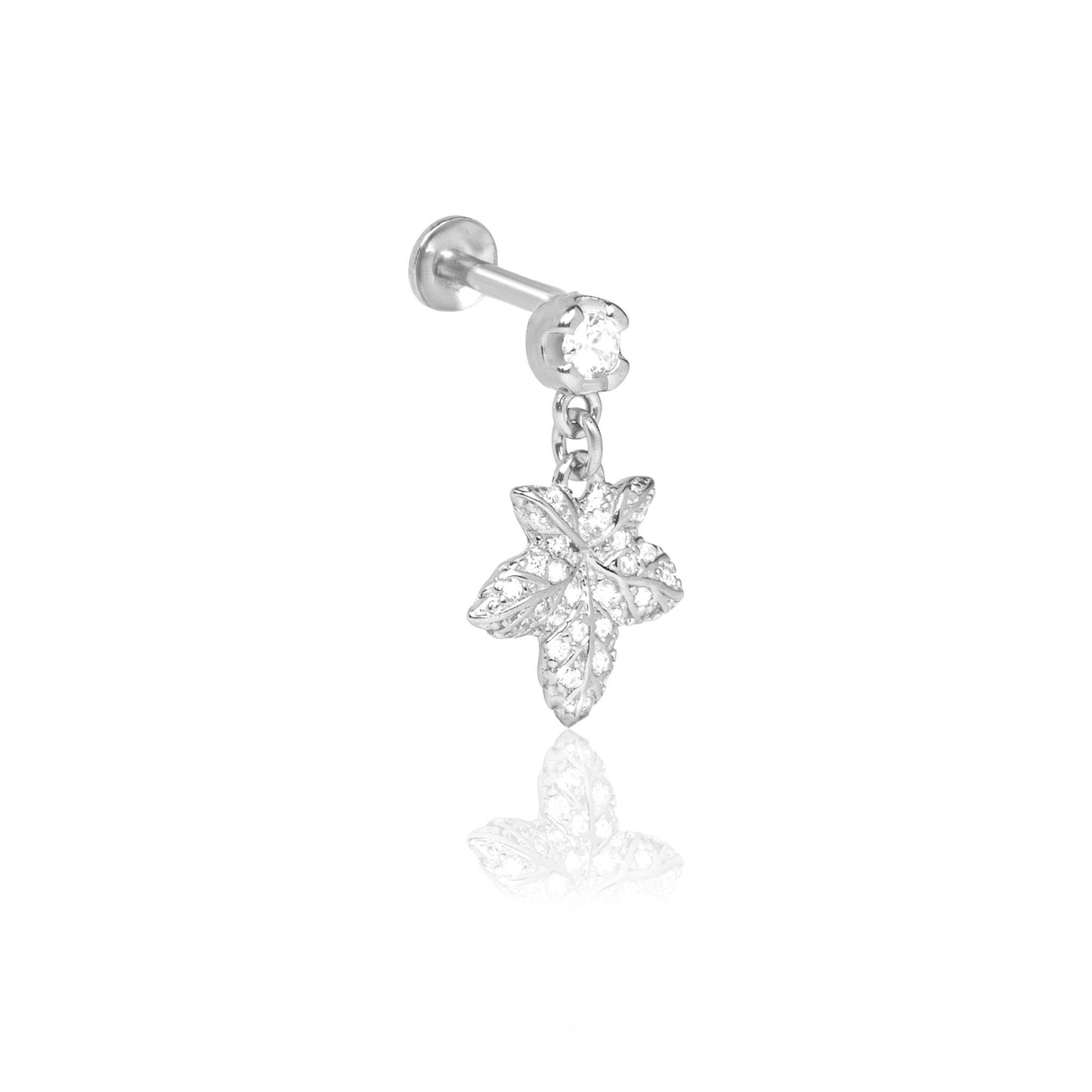 Sparkling Leaf Drop 925 Silver Earrings