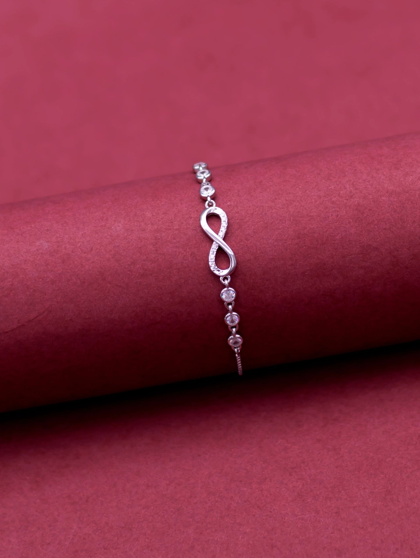 Dainty Crystal Infinity Adjustable 925 Silver Bracelet