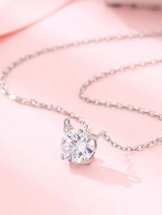 Elegant Solitaire 925 Silver Necklace for weomens