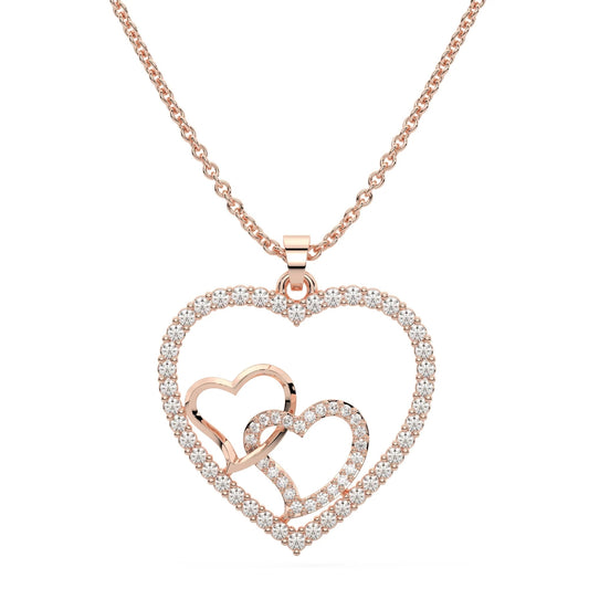 "Love's Embrace" Diamond Heart 925 Silver Pendant Set