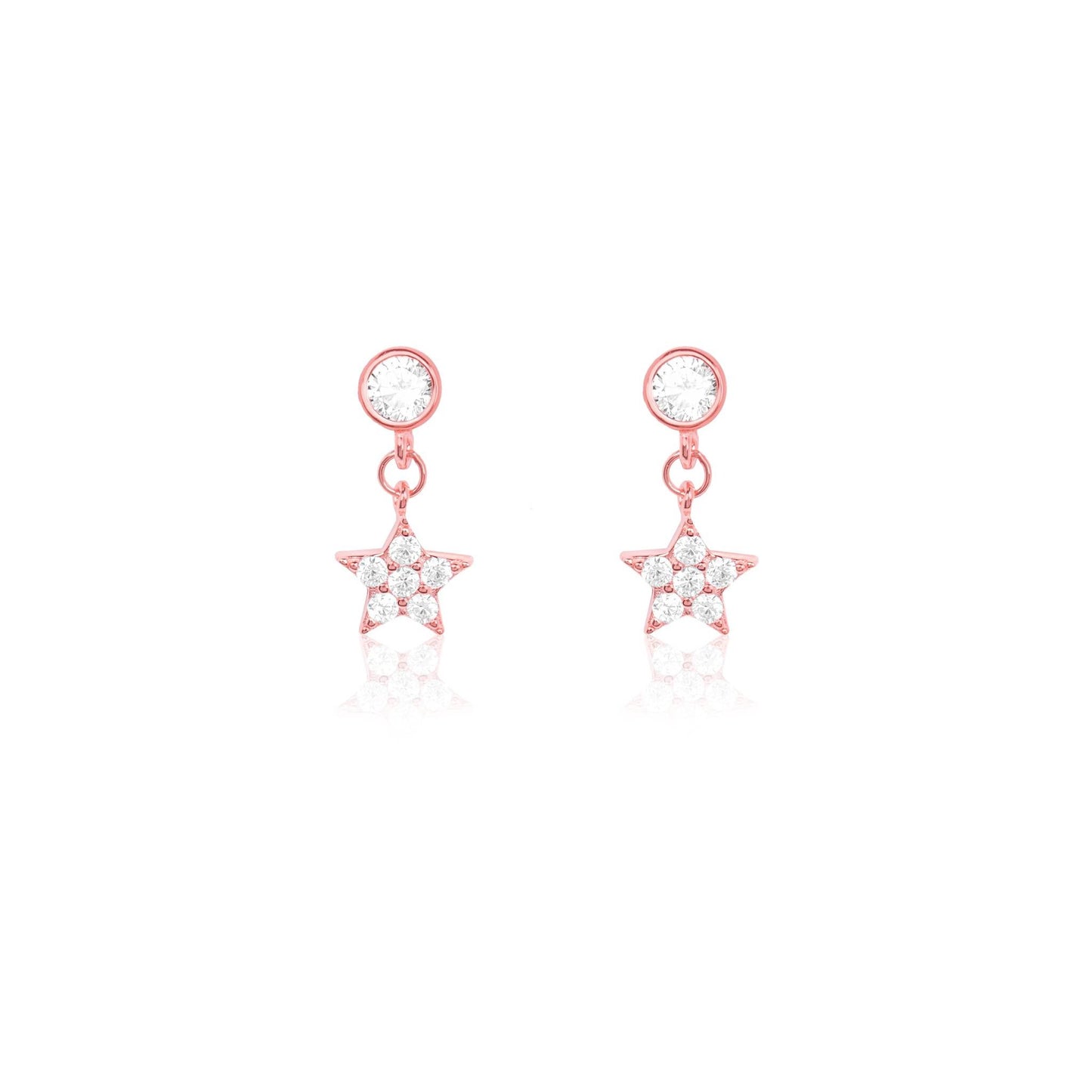 Everyday Sparkle Rose Gold Plated Star Dangle Stud 925 Silver Earrings