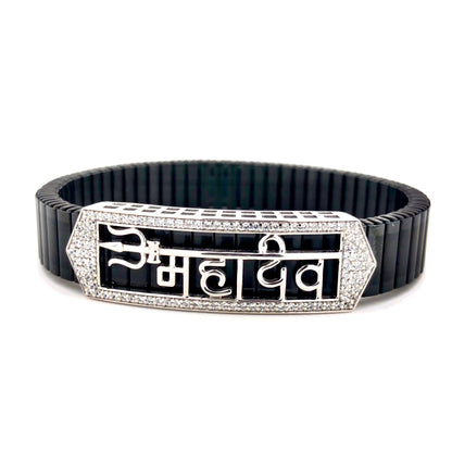 Adiyogi Mahadev 925 Silver Man's Bracelet | 7 Grams With 108 Moissanite Diamonds