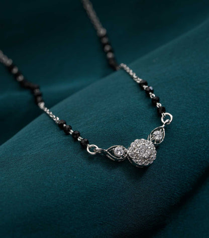 Heart Pendant 925 Silver Mangalsutra with Black Beads – Romantic Daily Wear