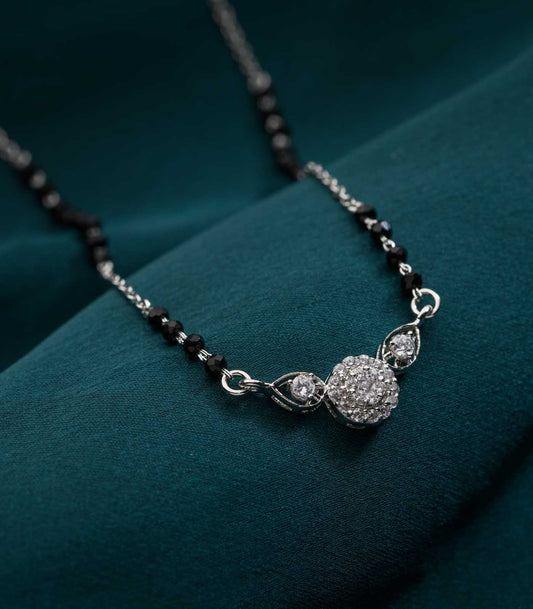 Heart Pendant 925 Silver Mangalsutra with Black Beads – Romantic Daily Wear