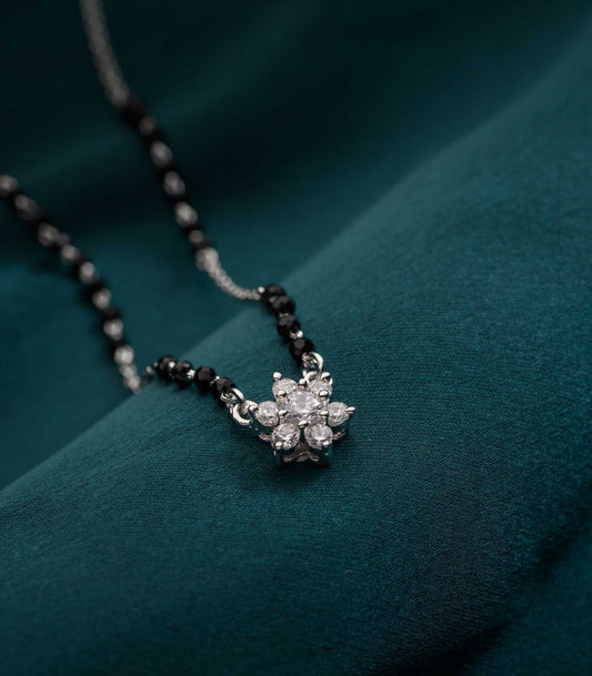 Floral Cluster 925 Silver Mangalsutra – Elegant Daily Wear