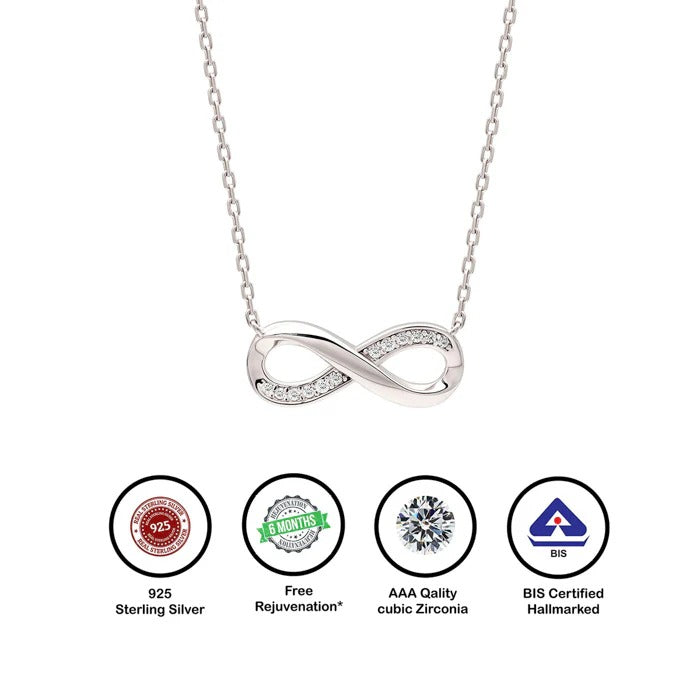 Infinity Glow 925 Silver Necklace fo women