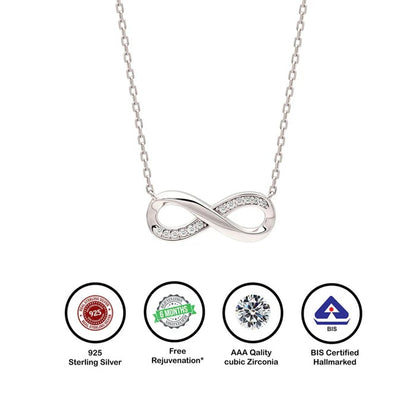 Infinity Glow 925 Silver Necklace fo women