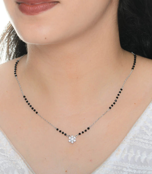 Floral Cluster 925 Silver Mangalsutra – Elegant Daily Wear