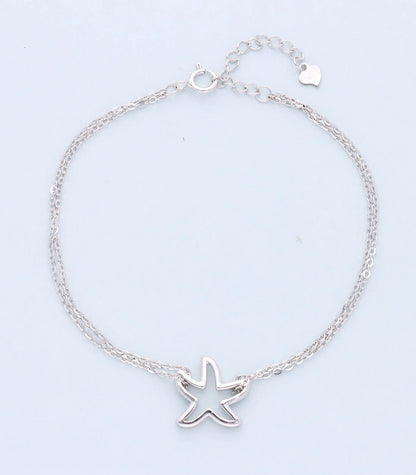 Dainty Starfish Pendant 925 Silver Bracelet