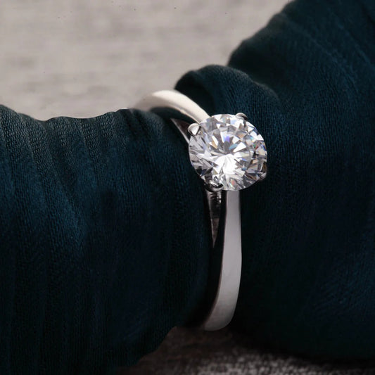 Single Diamond 925 Silver Adjustable Ring