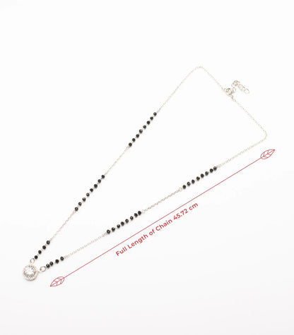 Round Solitaire 925 Silver Mangalsutra with Black Beads – Elegant Daily Wear