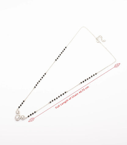 Three-Stone Cluster 925 Silver Mangalsutra – Modern & Elegant Design