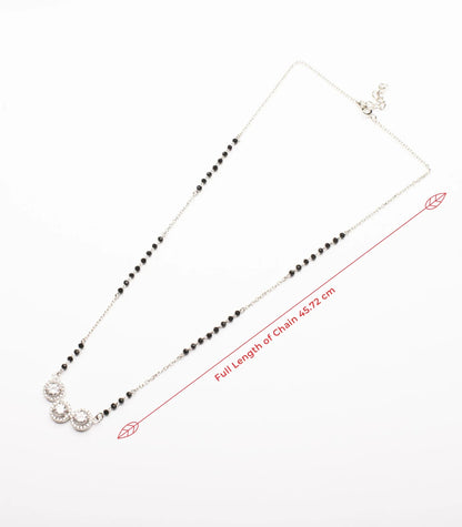 Triple Sparkle Floral Necklace with Black Beads & Crystal Detailing