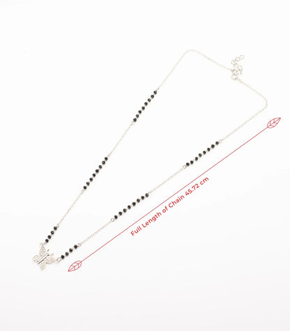 925 Silver Butterfly Mangalsutra with Black Beads – Elegant Daily Wear