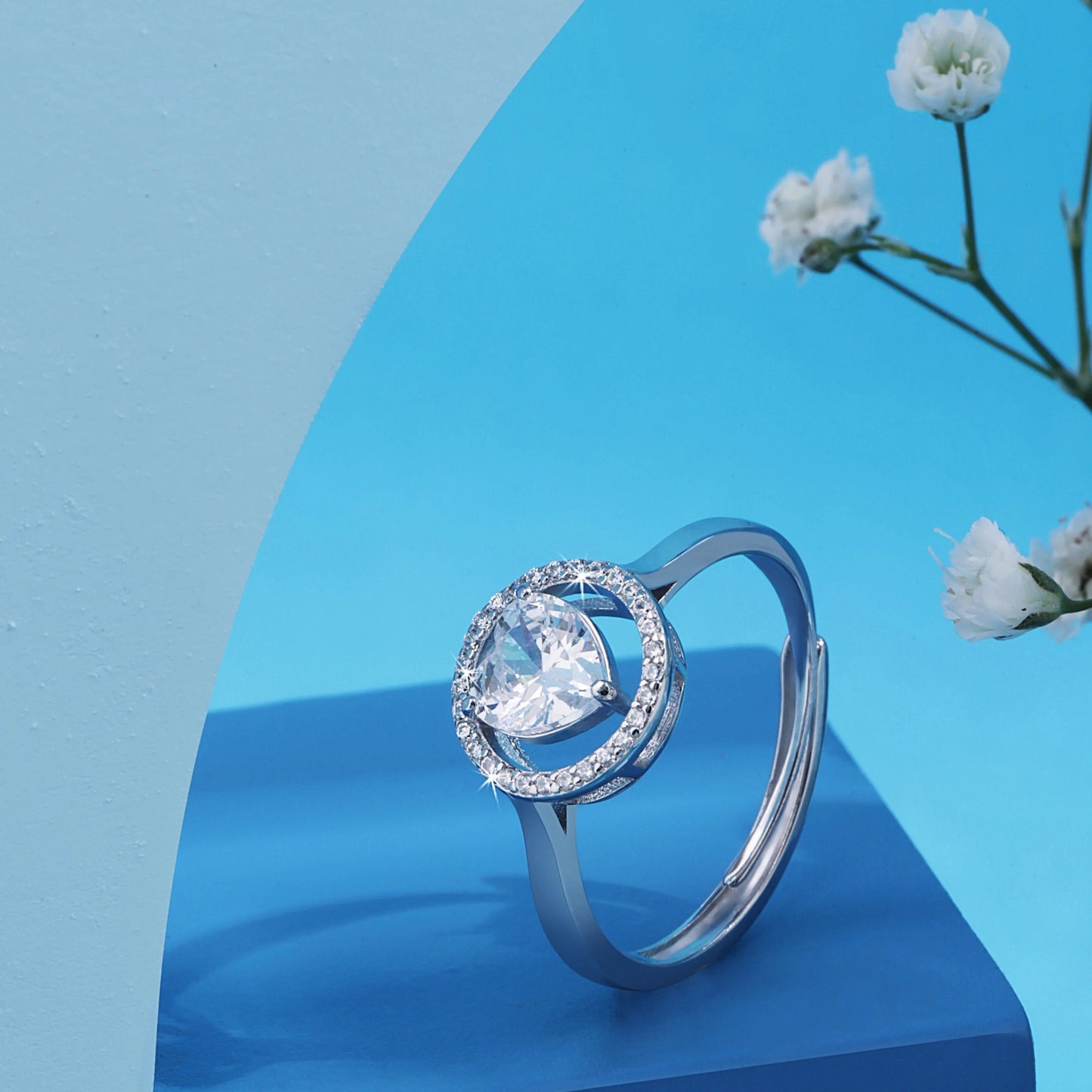 Crystal Heart 925 Silver Ring For Girls