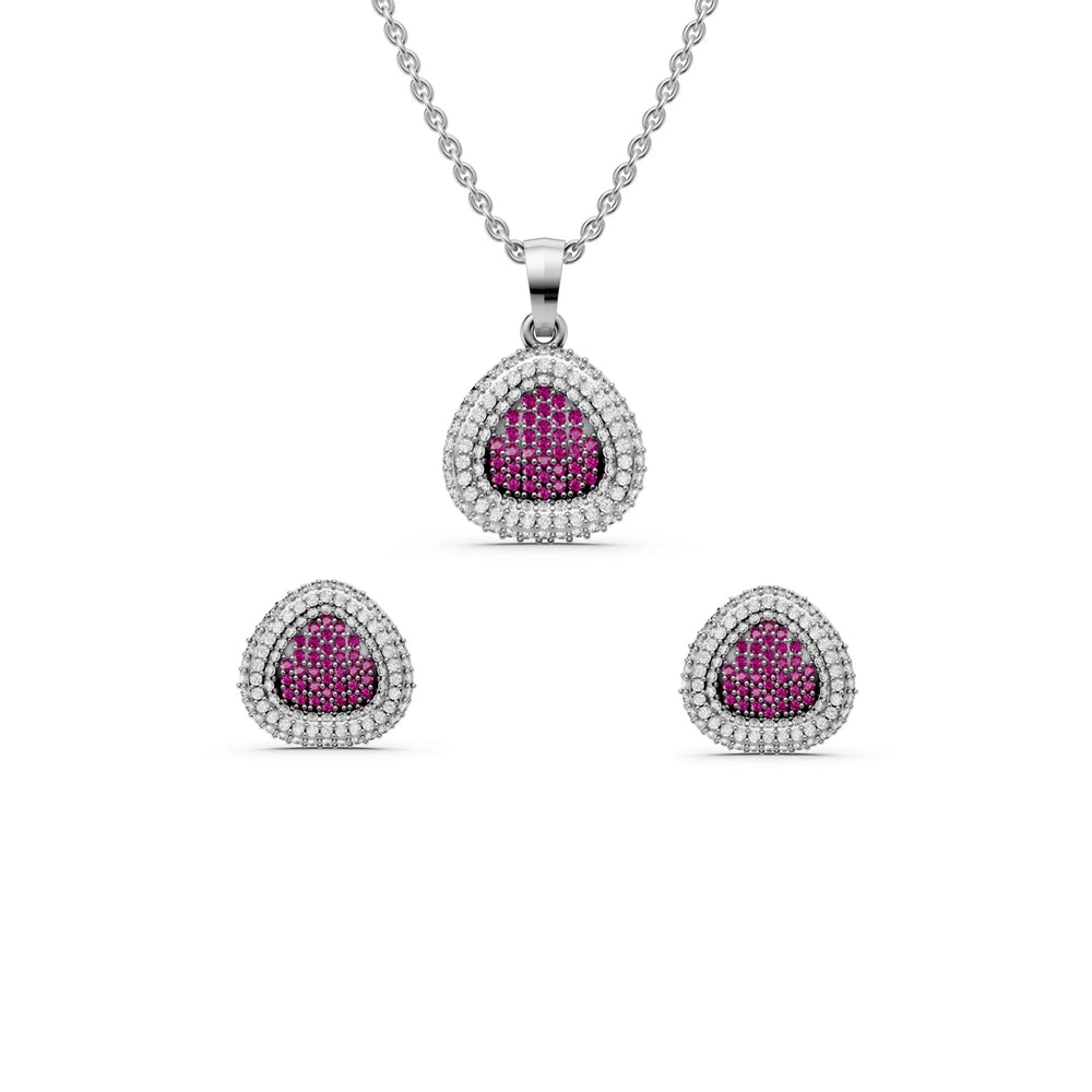 Radiant Ruby & Silver Sparkle Jewelry Set
