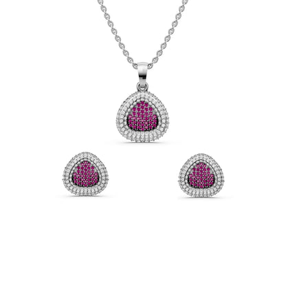 Radiant Ruby & Silver Sparkle Jewelry Set