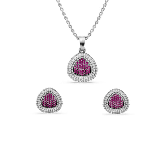 Radiant Ruby & Silver Sparkle Jewelry Set