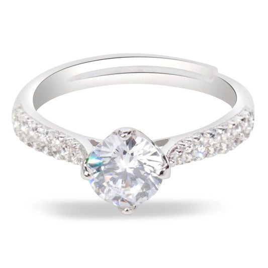 "Brilliance & Fit" Adjustable Silver Engagement/Promise Ring