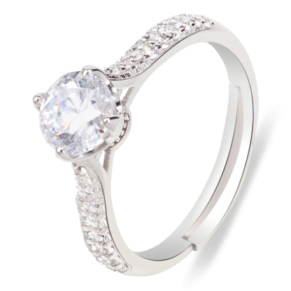 "Brilliance & Fit" Adjustable Silver Engagement/Promise Ring
