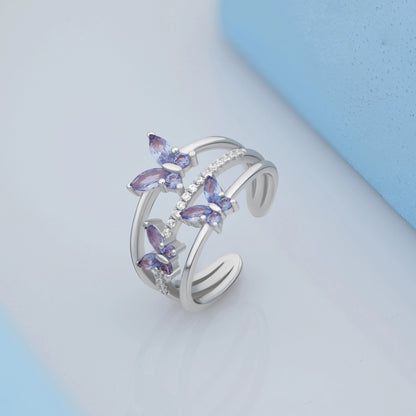 Butterflys 925 Silver Ring for Women