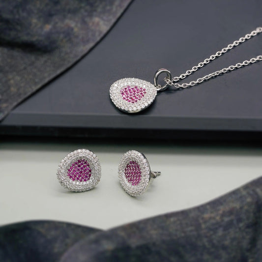 Radiant Ruby & Silver Sparkle Jewelry Set