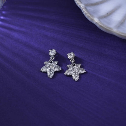 Sparkling Leaf Drop 925 Silver Earrings
