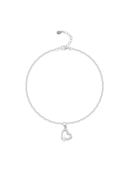 Heart Pendant 925 Silver Bracelet