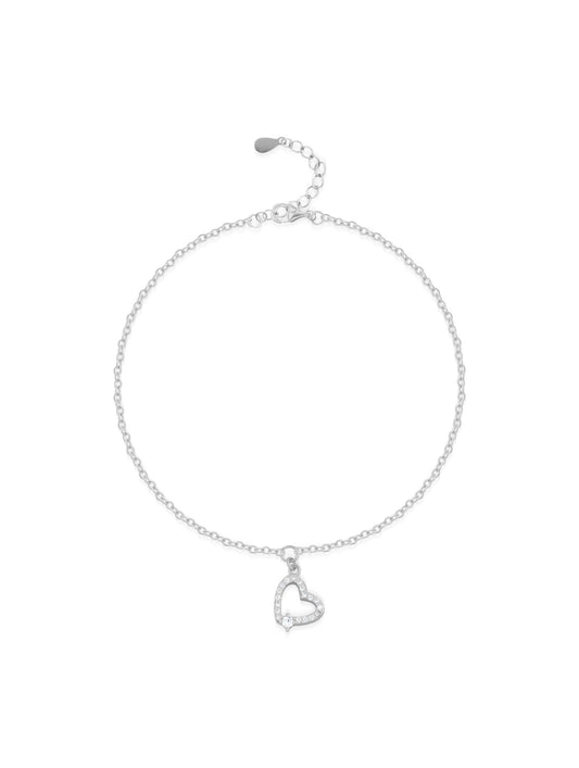 Heart Pendant 925 Silver Bracelet