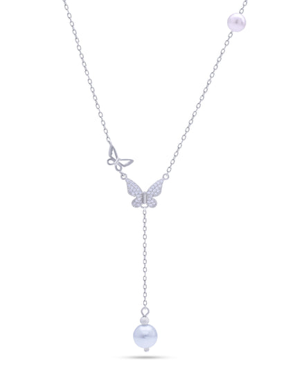 Butterfly Pearl Pure 925 Silver Necklace