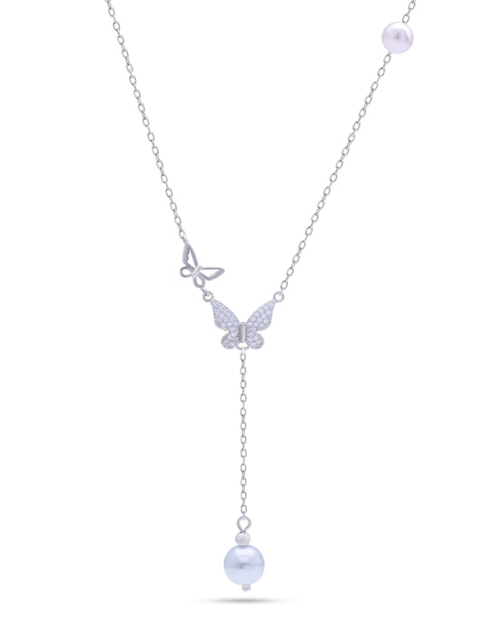 Butterfly Pearl Pure 925 Silver Necklace