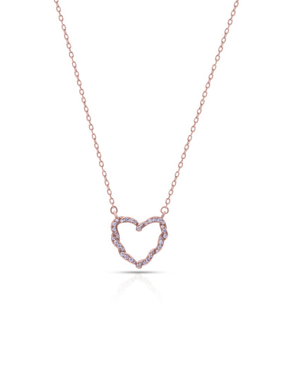 Rose Gold Heart 925 Silver Necklace|925 Pure Silver