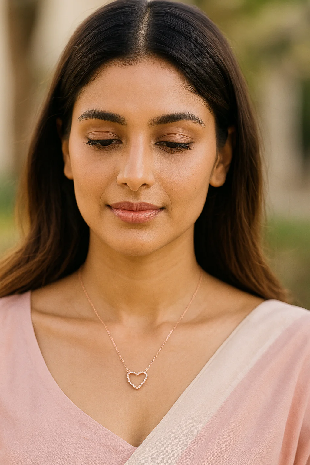 Rose Gold Heart 925 Silver Necklace|925 Pure Silver