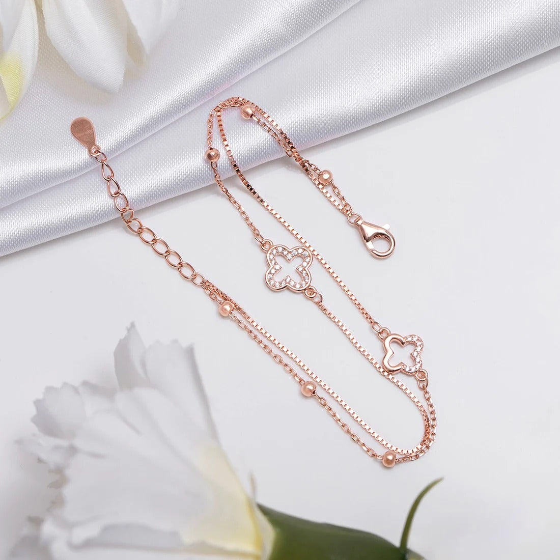 Charming Rose Gold Plated 925 Silver Bracelet